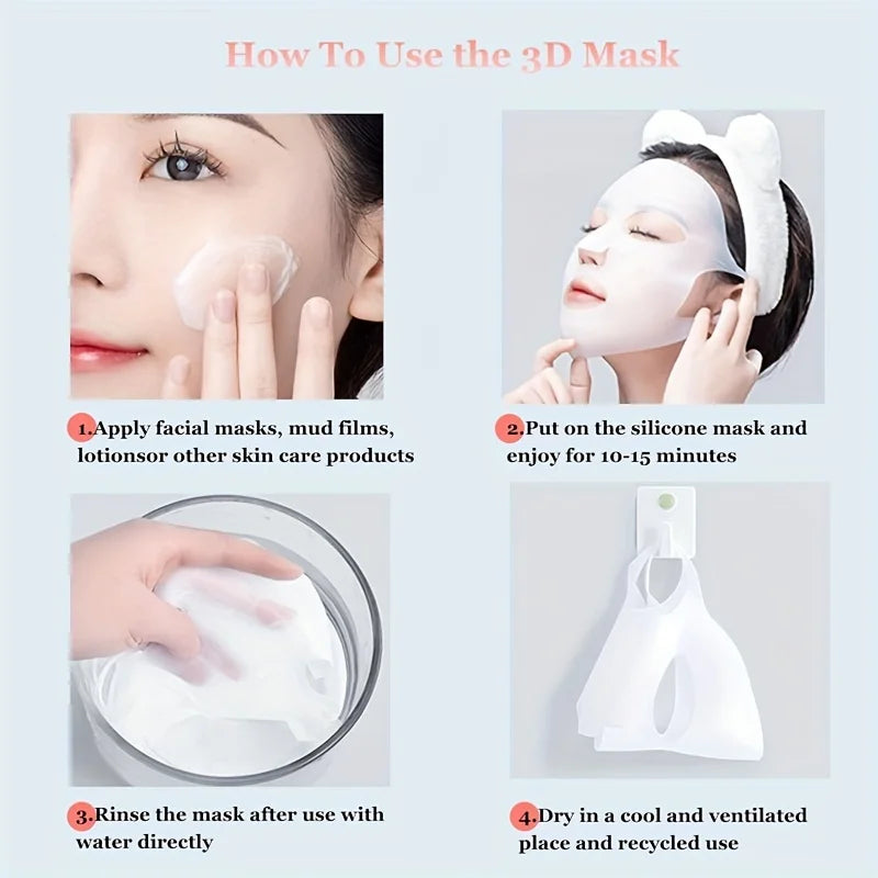 Maskenhülle aus Silikon, am Ohr befestigte Maske zur Befeuchtung und Absorption von Essenzen, wiederverwendbares Gesichtspflegegerät