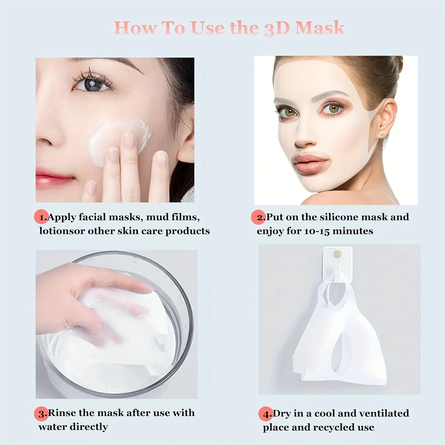 1pcs Silikon Gesichtsmaske feuchtigkeitsspendende Maske Abdeckung Anti-Verdunstung Beauty Facial Tool wiederverwendbare Maske Fixierung Abdeckung