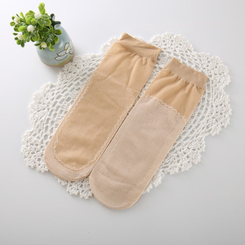 10Paare Hochwertige Damen Socken Samt Seide Frühling Sommer Socken Atmungsaktive Weiche Baumwolle Boden Wicking Rutschfeste Kurze Socke