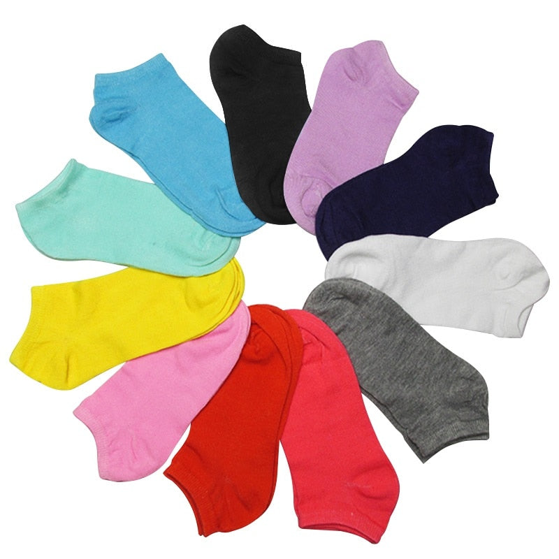 7 Paar Damen Baumwollsocken Atmungsaktiv Solide Farbe Bequem Weiß Schwarz Grau Weich Einfach Mode Knöchel Socken