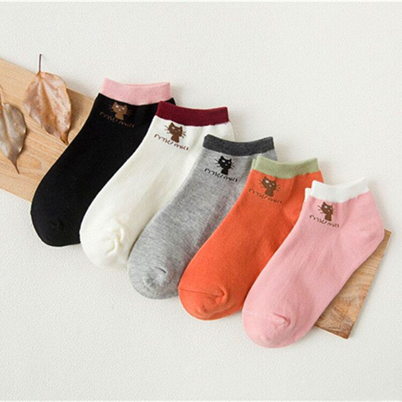 5 Paar Frauen Socken drucken Cartoon Vogel Giraffe Harajuku Street Style Baumwolle kurze Socken weibliche Casual Funny Knöchelsocken Socken