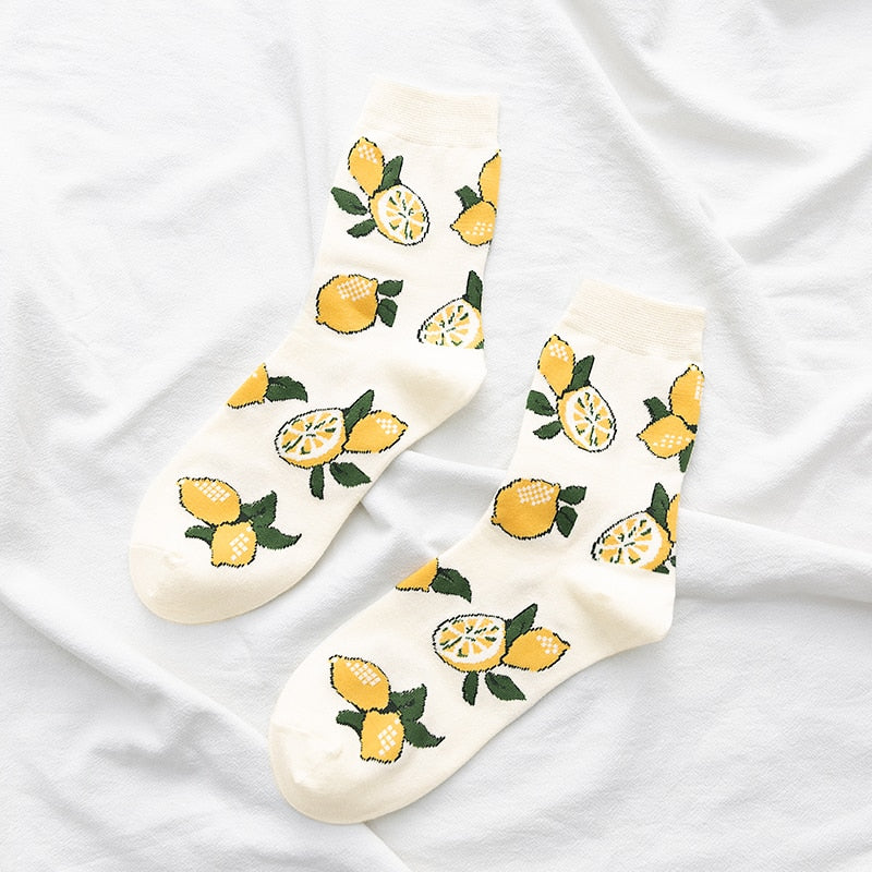 2023 Neue Cartoon Women&#39;s Atmungsaktive Baumwollsocken Niedlich Niedliches Obst Schönes Muster Mädchen Socke Gekämmt aus reiner Baumwolle Weibliche Socken