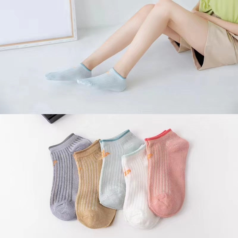 5 Paar Socken Sets Frauen Elegant Retro Polyester Baumwolle Low Tube Frauen Socken Atmungsaktiv Japanischen Stil Casual Baumwolle Kurze Socke