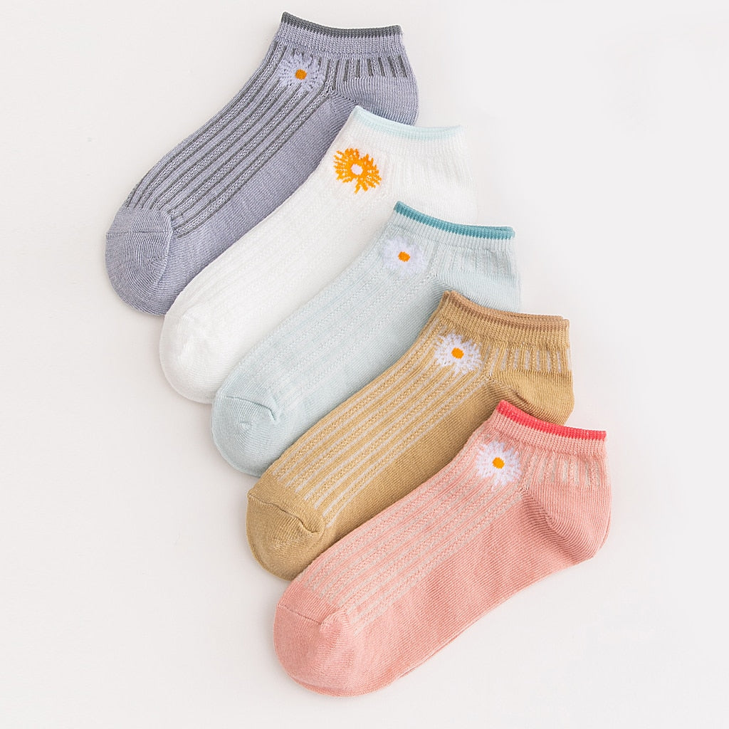 5 Paar Socken Sets Frauen Elegant Retro Polyester Baumwolle Low Tube Frauen Socken Atmungsaktiv Japanischen Stil Casual Baumwolle Kurze Socke