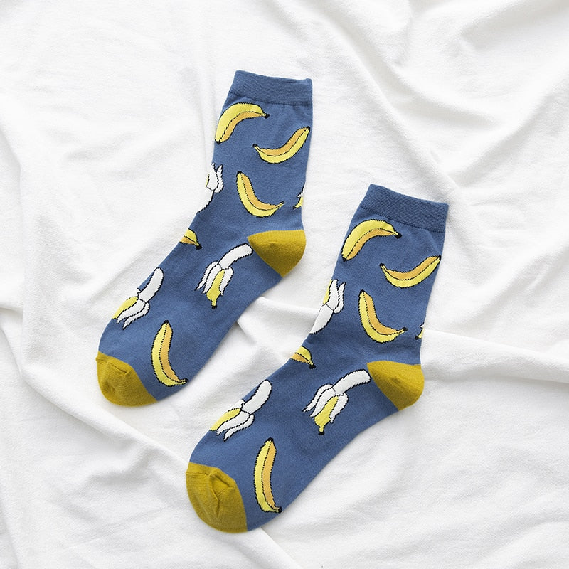 2023 Neue Cartoon Women&#39;s Atmungsaktive Baumwollsocken Niedlich Niedliches Obst Schönes Muster Mädchen Socke Gekämmt aus reiner Baumwolle Weibliche Socken