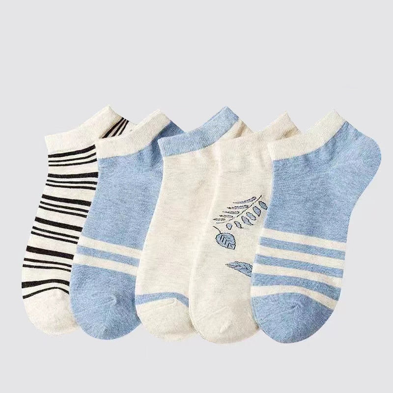 5 Paar Socken Sets Frauen Elegant Retro Polyester Baumwolle Low Tube Frauen Socken Atmungsaktiv Japanischen Stil Casual Baumwolle Kurze Socke